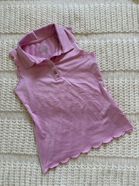 Garb Girls Sleeveless Scallop Polo Tank in Light Pink/Purple